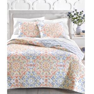 Charter Club Mojave Medallion Cotton Quilt, King, Pink Combo